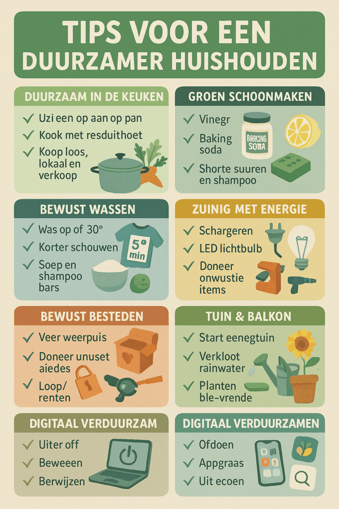 Infographic met tips voor een duurzamer huishouden
